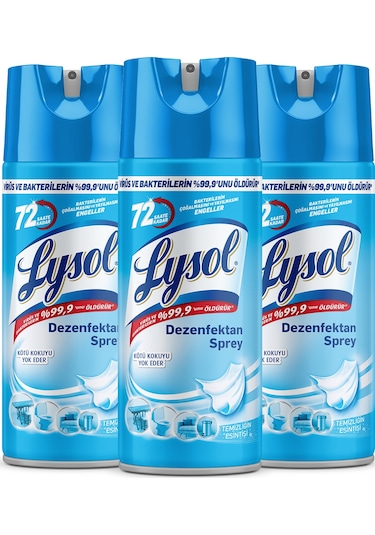 Lysol Pratik Yüzey Temizleyici, Koku Giderici, Dezenfektan Sprey Temizliği Esintisi 3 x 400 ML