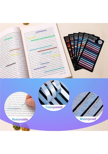 Moveevo Parlak Yapışkanlı Şeffaf İndeks Etiketleri - 300 Adet 5 Renk 100 Adet