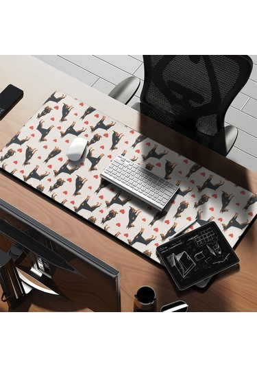 Doberman Desenli Büyük Oyun Mouse Pad 35.4x15.7 Inch, Kaymaz, İnce, Uzun-a2