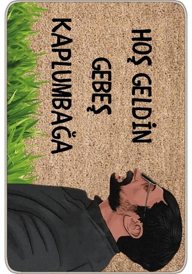 Bej Komik Hoşgeldin Gebeş Kaplumbağa Kapı Önü Paspası Kp39