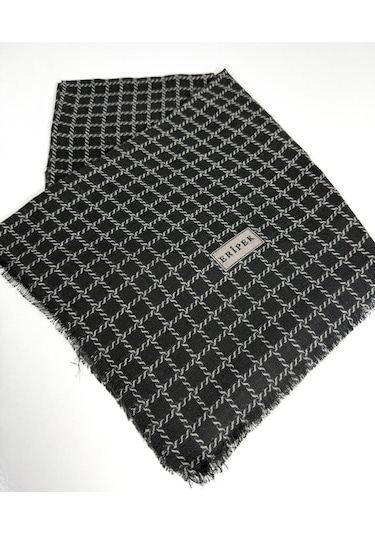 Eripek Desenli Flamalı Keten Eşarp- 06112 Syah-taş