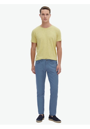 Kip Koyu Mavi Denim Slim Fit Casual Pamuk Karışımlı Pantolon Koyu Mavi