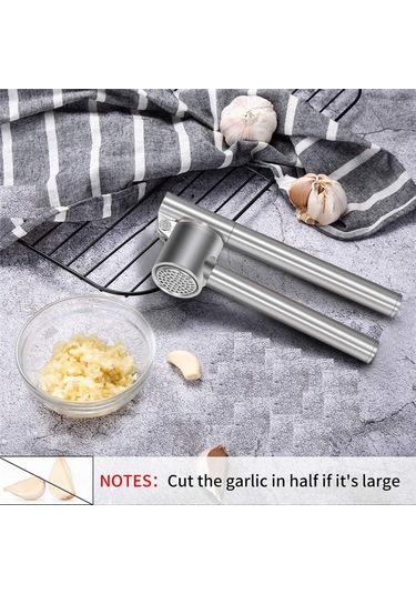 Sarımsak Presi Premium 304 Paslanmaz Çelik Kıyma Makinesi Kırıcı Doğrayıcı Gümüş