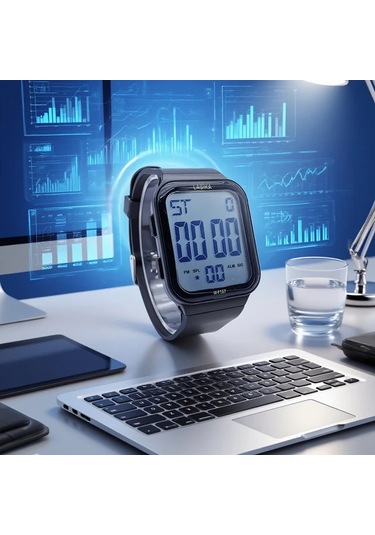 Willowhaven Siyah Spor Saati Gençler İçin Su Geçirmez Dijital Alarmlı Kol Saati Siyah