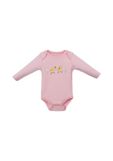 Ördekli Uzun Kol Body Set Pembe