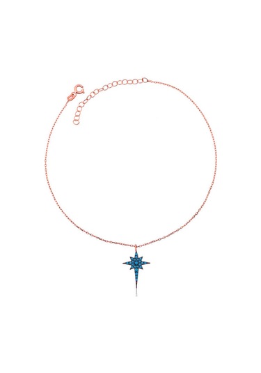 925 Ayar Gümüş Rose Mavi Kutup Yıldızı Halhal Çok Renkli