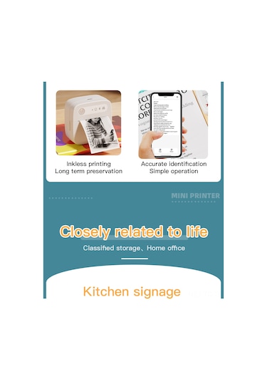 Skycity B3 Kiremit Desenli Mini Termal Yazıcı - Bluetooth, Kağıtsız, 200dpı, Etiket/fotoğraf/ödev Yazdırma, Öğrenci Ve Ev Kullanıma Uygun