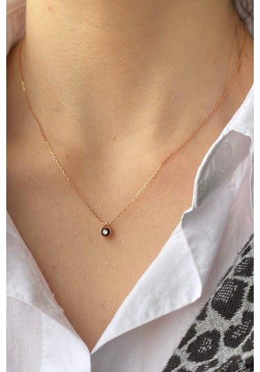 Zümrüt Sarraf 8 Ayar Altın 0.03 Ct Tek Damla Elmas Kolye