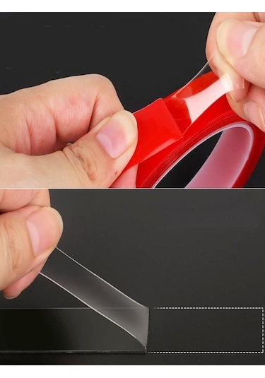 Çift Taraflı Silikonlu Bant 20mmx33m Şeffaf Kırmızı Silikon Vhb