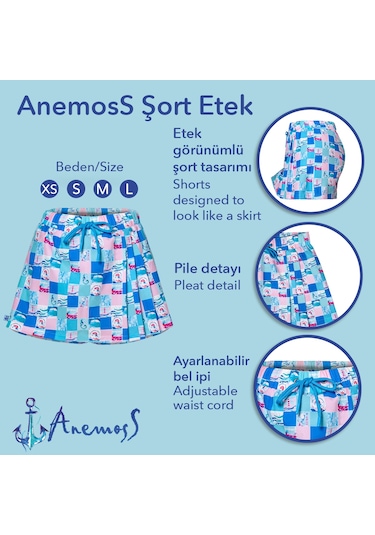 Anemoss Harmoni Kadın Şort Etek Lastikli Bel, Bağcıklı Ve Esnek Kumaşlı Yazlık Skort Çok Renkli