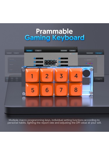 Mkespn Kısım Makro Tanımlı Kablosuz Küçük Klavye Tek Eliyle Oyun Klavyesi Saydam