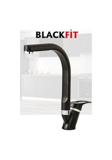 Siyah Mix Mutfak Bataryası Filtreli Mutfak Musluğu Eviye Bataryası Çift Su Girişli Siyah