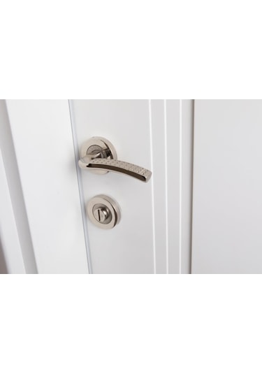 Nikel Rozetli Noktalı Wc Kapı Kolu (İç - Dış Takım)
