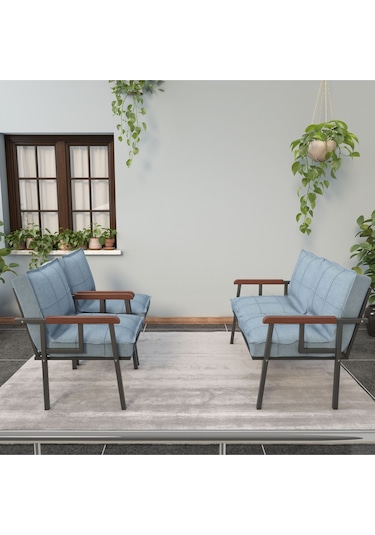 Mygusi Modern'' Metal Kanepe Koltuk Takımı - 2 1 1 Turkuaz