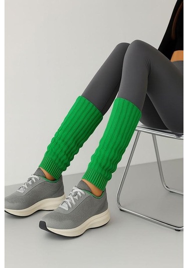 2 Adet Basic Kalın Pamuk Karışımlı Tozluk Yeşil