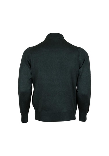 Erkek Yeşil Kazak Yarım Balıkçı Yünlü Klasik Normal Kesim Rar0079