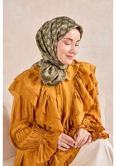 Silk Home Twill İpek Eşarp Zincir Küf Yeşili Çok Renkli