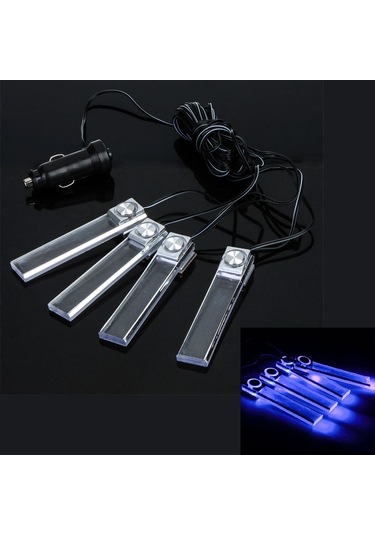 Moveevo Araç İç Dekorasyon Işığı 12v Led 4'lü Paket Mavi Renkli Ayarlanabilir Oto Döşeme Lambası Gösterildiği Gibi