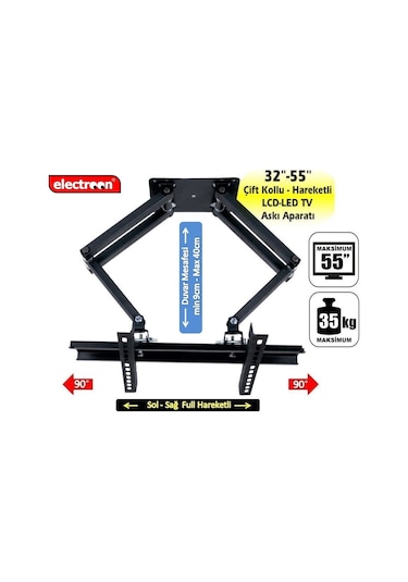 Electroon 32 55" Çift Kollu Hareketli Lcd Led Tv Askı Aparatı