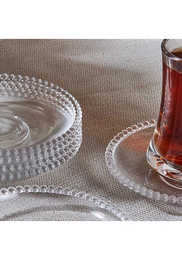 Porsima Girona 6'lı Cam Çay Tabağı Dayanıklı Cam Çay Altlığı Şeffaf