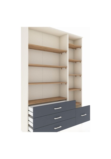 Arges Dolap 9 Raflı 4 Çekmeceli 132x30x195 Aytaşı-çam/antrasit Atlas Çam/antrasıt