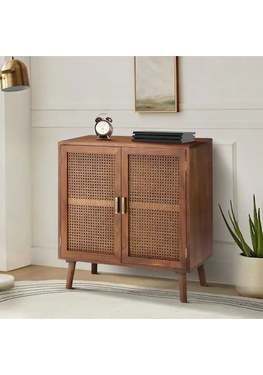 Dark Walnut Hazeran Detaylı Masif Büfe Ceviz