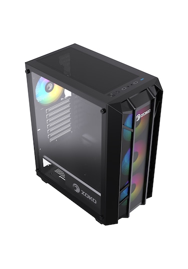 Zoko Hunter 600 W 4x12 CM Argb Fan Mesh Panel Temperli Cam Bilgisayar Kasası
