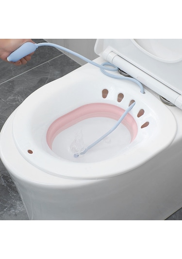 Suntek Sitz Banyo Yıkama Kalça Havzası Katlanır Portatif Bide Pembe+sifon