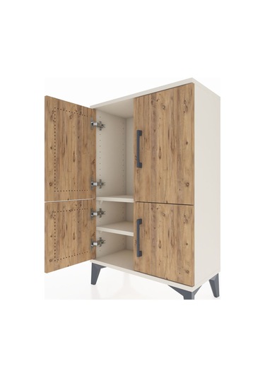 Arges Komodin 2 Raflı 4 Kapaklı 60x30x96 Aytaşı-çam Aytaşı