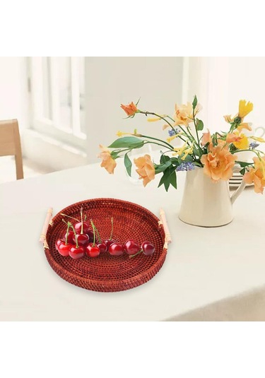 Suntek Gıda Meyve Tatlısı Depolama Için Dokuma Servis Tepsisi Koyu Kahverengi Küçük Koyu Kahverengi