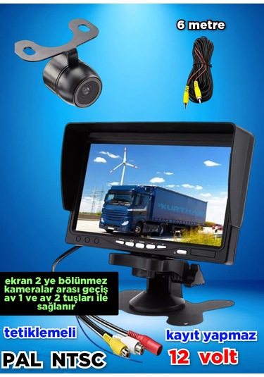 7'' Monitör + 1 Adet Kelebek Kamera Kayıt Yapmaz 12 Volt