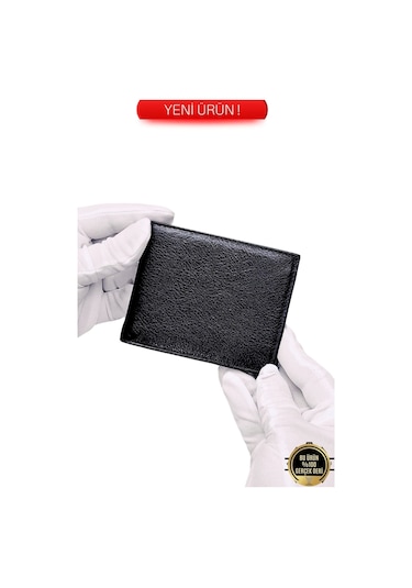 Gerçek Hakiki Deri Kaliteli 1.sınıf Bozuk Para Cepli Yatay Model Cüzdan Kartlık Portföy Siyah