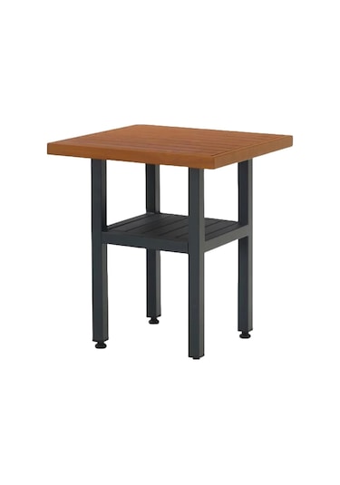 Çamlıca Masalar Alüminyum Bahçe Balkon Mutfak Masası 60x60 - Alt Tablalı Kahverengi