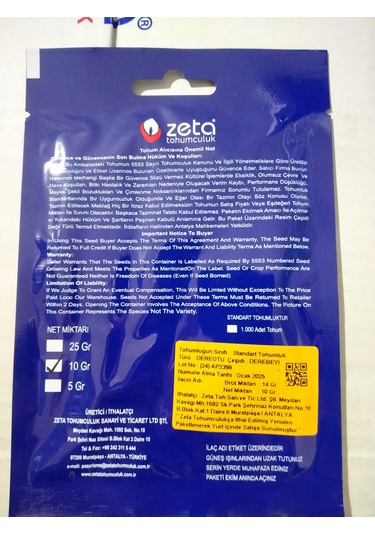 Dereotu Tohumu 10 Gr Derebey