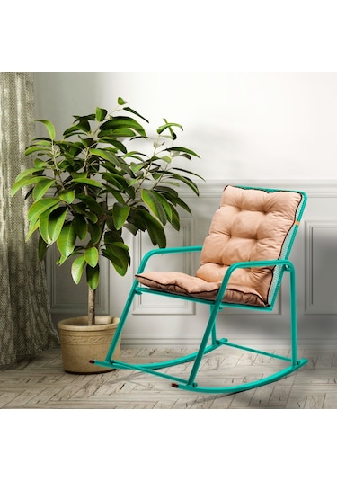 Retodesign Minderli Turkuaz Metal Sallanan Sandalye/ Bebek Emzirme Koltuğu/baba Koltuğu