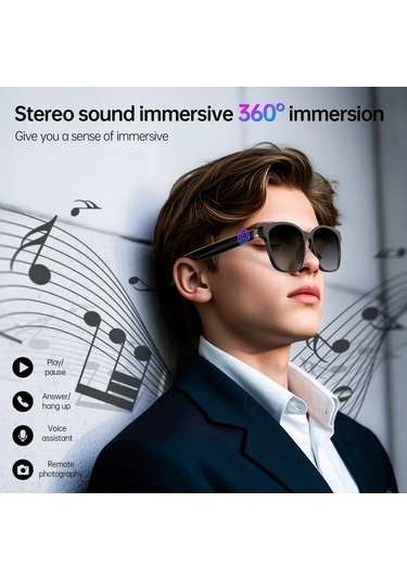 Xuweiwei Turuncu Hd Sesli Aramalı Akıllı Kablosuz Çeviri Gözlük Müzik Kontrollü Açık Kulak Müzik Mavi Işık Filtreli Dış Mekan Gözlük Kulaklık