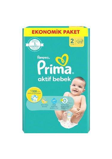 Prima 2 Beden Yenidoğan Bebek Bezi Fırsat Paketi 72 Adet