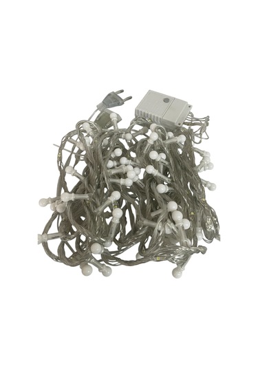 10 Metre Rgb Beyaz Flaş Çakar Top Led Animasyonlu Şeffaf Kablolu Dekoratif Led Işık Yılbaşı Süsü Çok Renkli