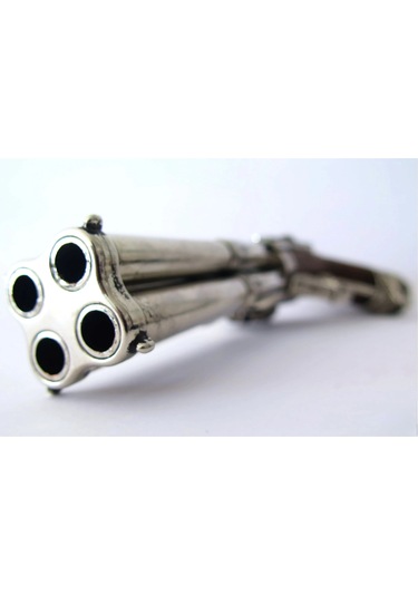 Denix Dekoratif Replika Revolving 4 Barrel Flintlock Pistol, France 18th. C.