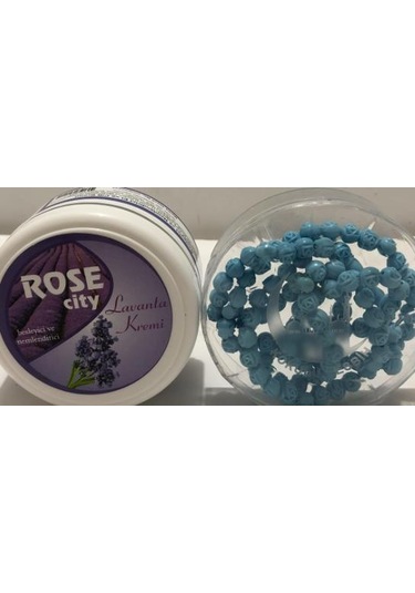 Rosecity 135ML Lavanta Krem Alana 99'lu Gül Kokulu Bebe Mavi Tesbih Hediye