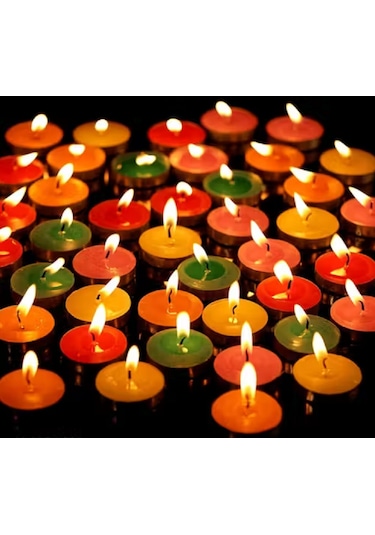 50 Li Yuvarlak Mum Mor Tealight Mum Doğum Günü Parti Süsleme Mor