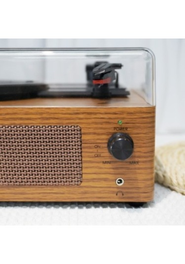 Fomix Fm-108 Kahverengi Hoparlörlü Bluetoothlu Pikap Plak Çalar Kahverengi