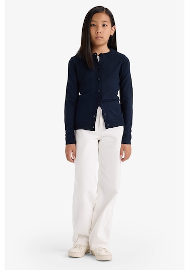 Defacto Kız Çocuk Bisiklet Yaka Düğmeli Okul Hırkası N8407a625aunv251 Lacivert
