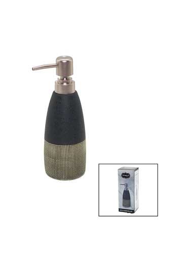 Antrasit Gri - Krem Mat Desen Seramik Sıvı Sabunluk Çok Renkli