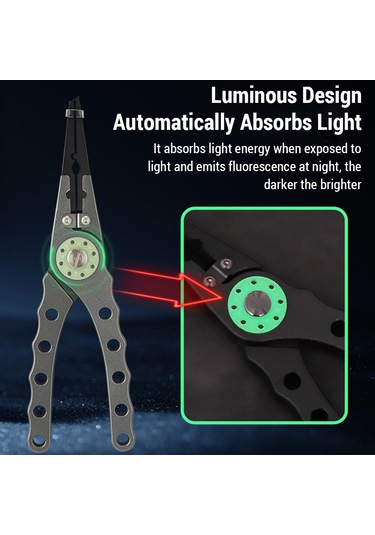 Jeehugo Alüminyum Çelik Işıklandırmalı Balıkçı Pensi - Çizgı Kesme, İğne Çıkarma, Taşınabilir Multifonksiyon Alet Kırmızı/gri/mavi