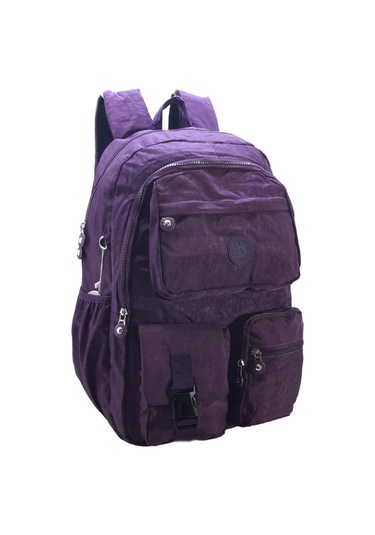 Klinkır Okul Çantası Lise Ortaokul Üniversite Kadın Sırt Çantası Hafif Kumaş Çok Cepli Mor