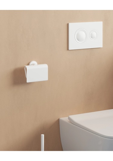 Tecno White Tuvalet Kağıtlık - Mat Beyaz Mat Beyaz