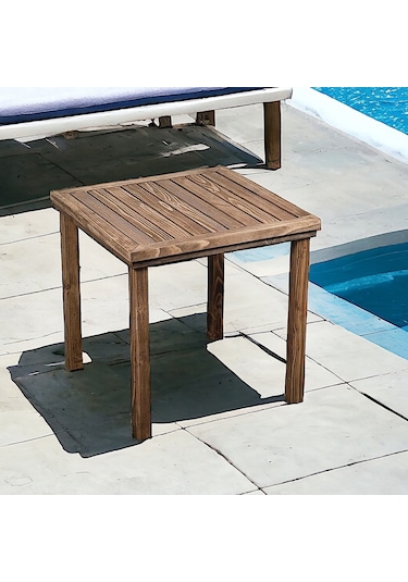 Weblonya Ahşap Şezlong Sehpası Bahçe Balkon Masası 2093 Kahverengi