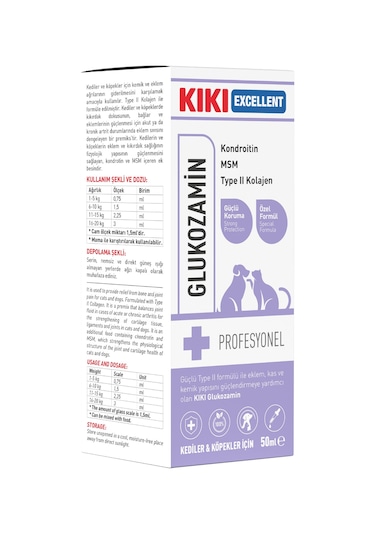 Kiki Excellent Kedi & Köpek Glukozamin Kondroitin Type II Kolajen 50 ML