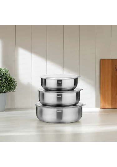 Nehir Silver Çelik 6 Parça Saklama Kabı